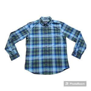 John Bartlett Consensus Men’s Green/Blue Plaid Long Sleeve Button Up Shirt Sz M